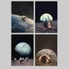 Earth Space Moon Fun Surrealism Paintings Printed on Canvas