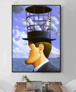 Classic Hat Painting in René Magritte Style Printed on Canvas