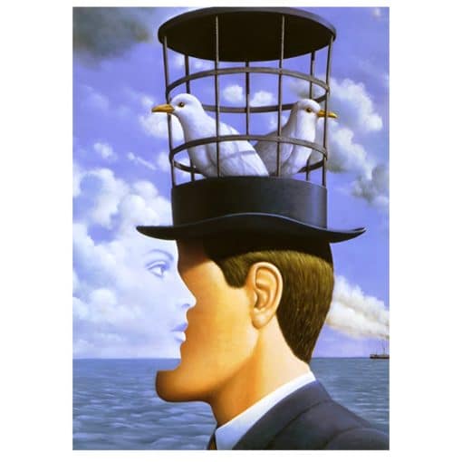 Classic Hat Painting in René Magritte Style Printed on Canvas - Image 2