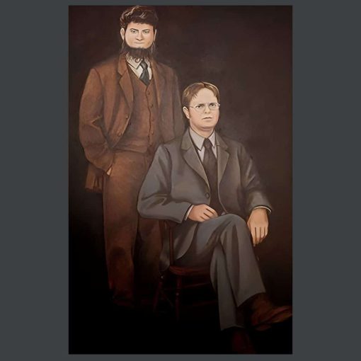 Portrait of Dwight Schrute and Mose Schrute Canvas Painting - Image 3