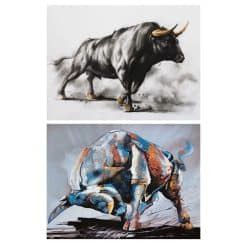 Elegant Black Bull Painting Printed on Canvas
