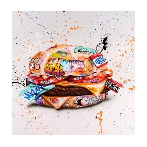 Hamburger and Coke Graffiti Art Paintings Printed on Canvas - Image 2