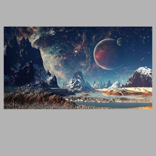 Planets Landscape Wall Art Painting Printed on Canvas - Image 3