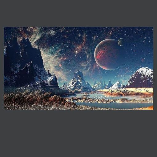 Planets Landscape Wall Art Painting Printed on Canvas - Image 4