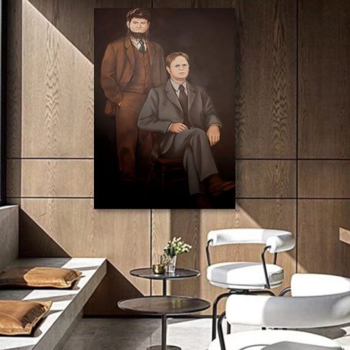 Portrait of Dwight Schrute and Mose Schrute Canvas Painting