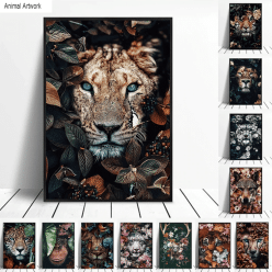 Artwork Paintings Animal In Flowers Printed on Canvas