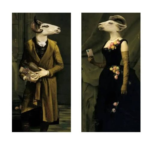 Countess of Goats Fun Classical Paintings Printed on Canvas - Image 2