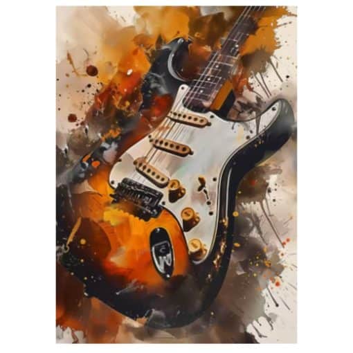 Graffiti Rock Guitar Painting Printed on Canvas - Image 3