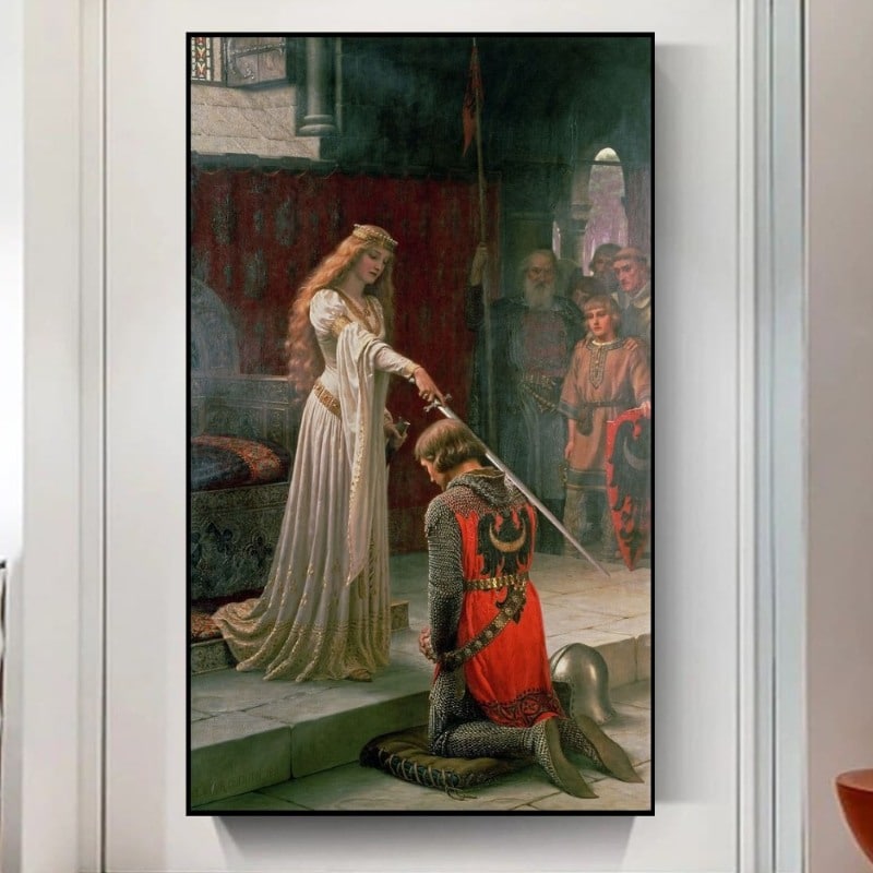 The Accolade by Edmund Leighton 1901 Printed on Canvas