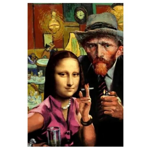 Funny Characters with Van Gogh Artwork Printed on Canvas - Image 3