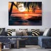 Abstract Sunset and Moon Artwork Picture Printed on Canvas