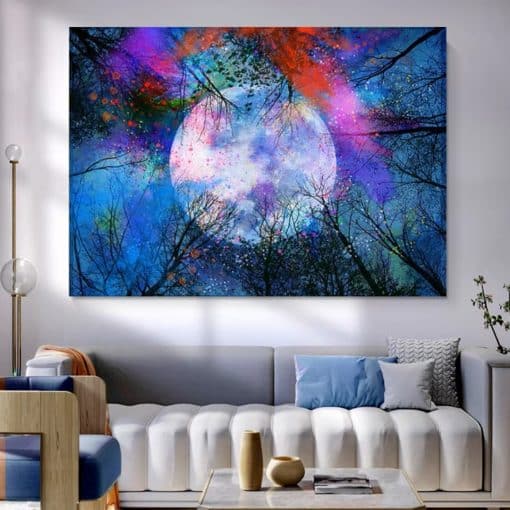 Abstract Sunset and Moon Artwork Picture Printed on Canvas - Image 2