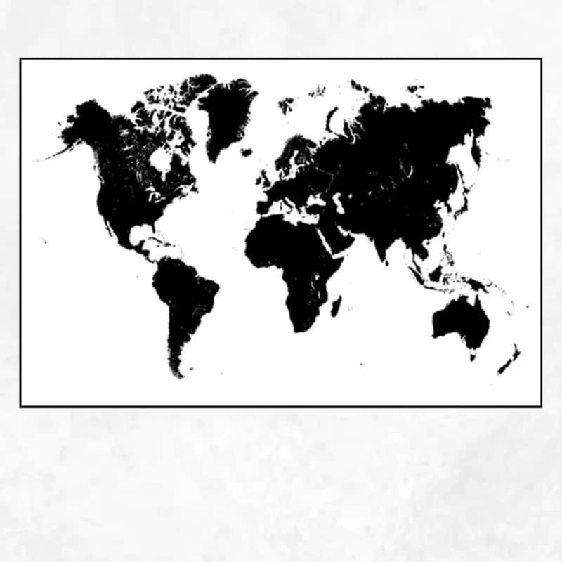 Black and White World Map