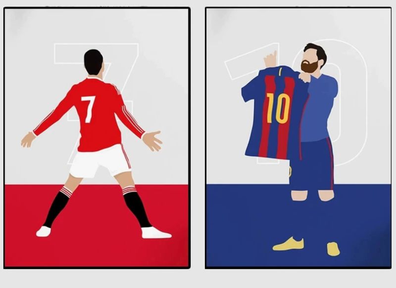 Messi and Ronaldo Football Players Printed on Canvas