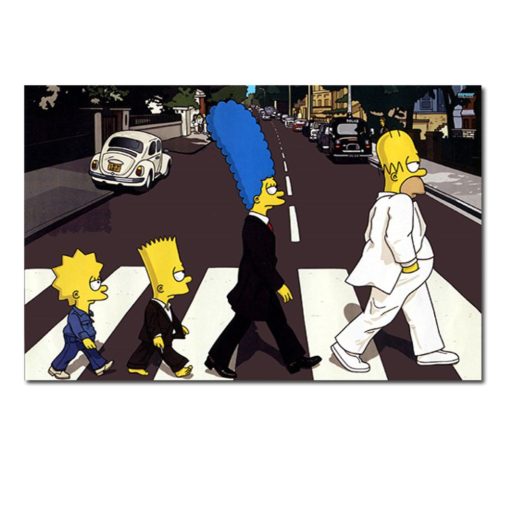 Simpson Family On Abbey Road Painting Printed on Canvas - Image 3