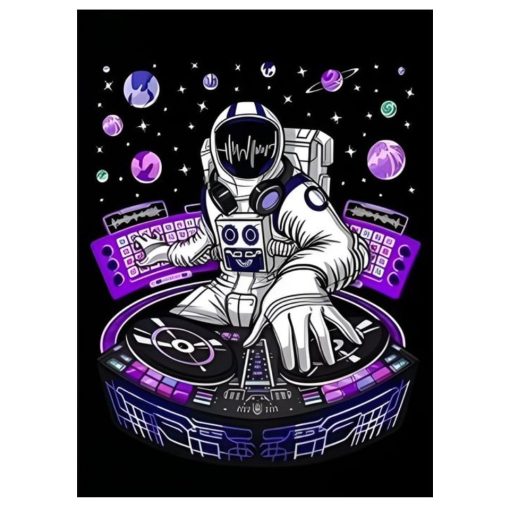 Astronaut Graffiti Wall Art Printed on Canvas - Image 4