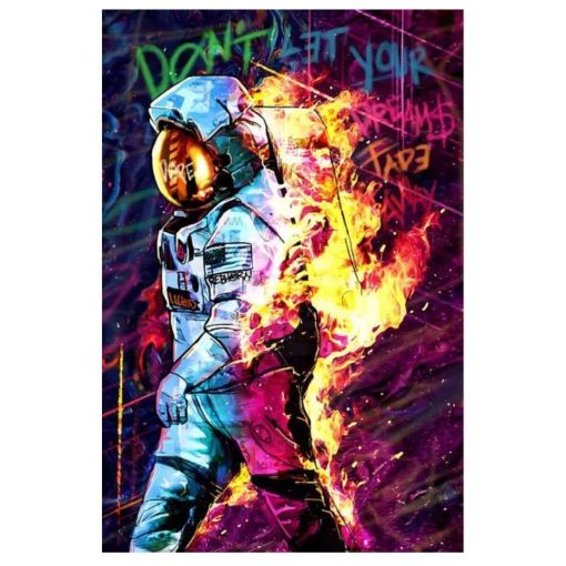 Astronaut Graffiti Wall Art Printed on Canvas - Image 5