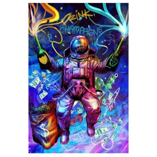 Astronaut Graffiti Wall Art Printed on Canvas - Image 6