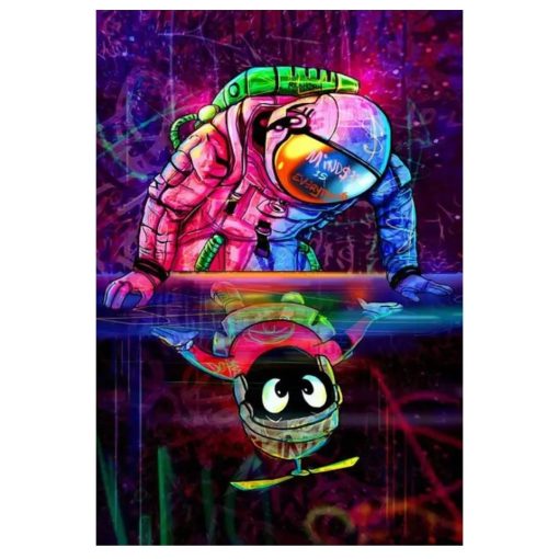 Astronaut Graffiti Wall Art Printed on Canvas - Image 7