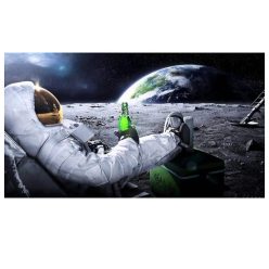 Danish Astronaut On The Moon Artwork Printed on Canvas