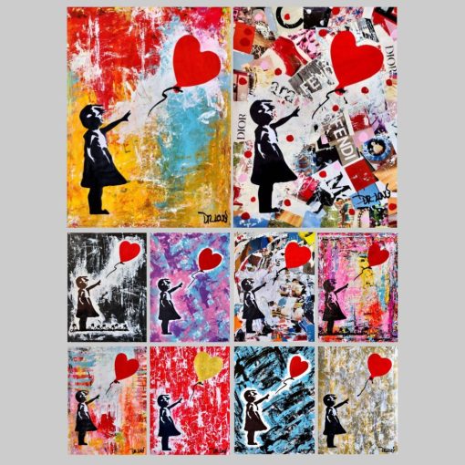 Abstract Banksy Graffiti Paintings Printed on Canvas