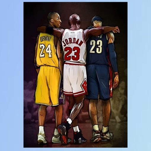 Kobe Bryant Michael Jordan & LeBron James Artwork Printed on Canvas - Image 3