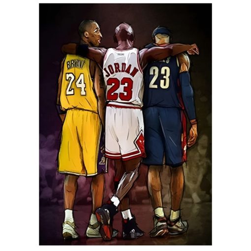 Kobe Bryant Michael Jordan & LeBron James Artwork Printed on Canvas - Image 2