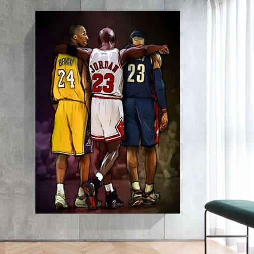 Kobe Bryant Michael Jordan & LeBron James Artwork Printed on Canvas