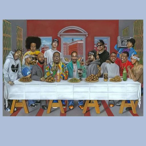 Pop Rock and Rappers Musicans at the Last Supper Printed on Canvas - Image 3