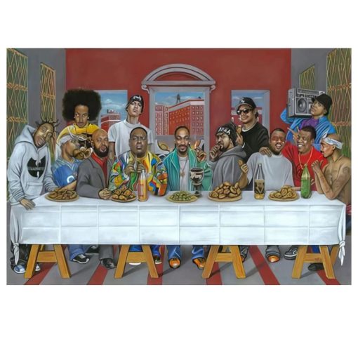 Pop Rock and Rappers Musicans at the Last Supper Printed on Canvas - Image 2