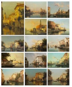 Water Town Venice Paintings Printed on Canvas