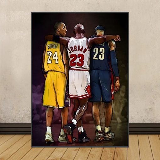 Kobe Bryant Michael Jordan & LeBron James Artwork Printed on Canvas - Image 4