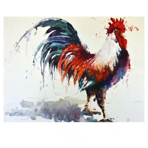 Abstract Rooster Painting Printed on Canvas - Image 2