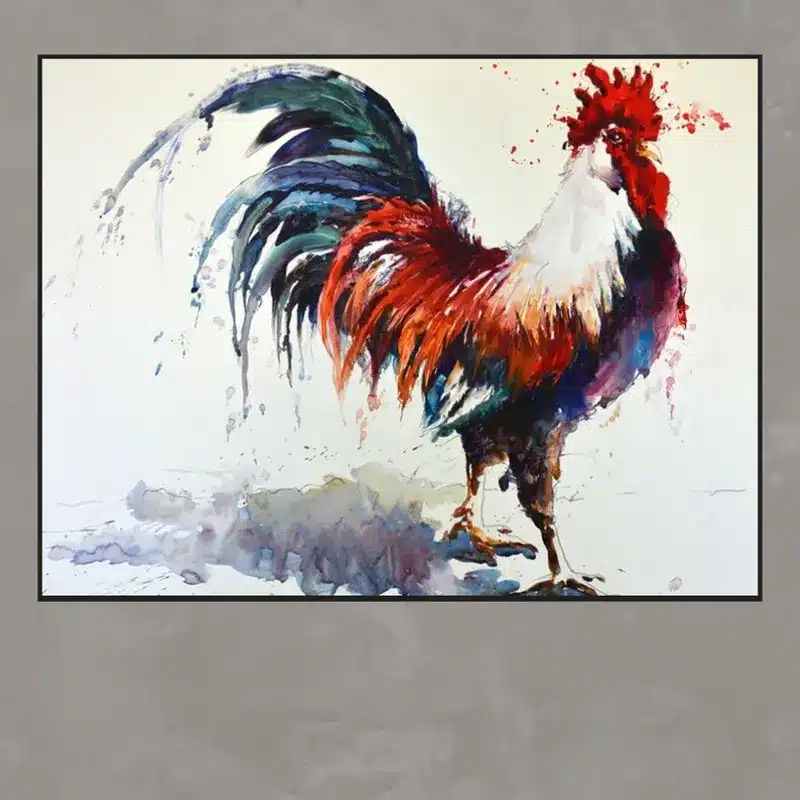 Abstract Rooster Painting Printed on Canvas
