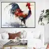 Abstract Rooster Painting Printed on Canvas