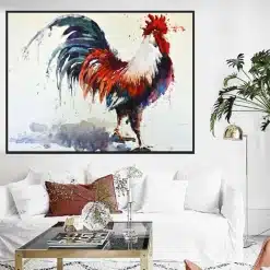 Abstract Rooster Painting Printed on Canvas