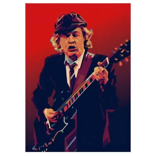 Angus Young AC DC Guitarist Artwork Printed on Canvas - Image 2