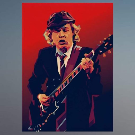 Angus Young AC DC Guitarist Artwork Printed on Canvas - Image 3