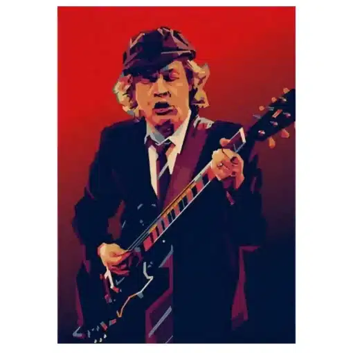 Angus Young AC DC Guitarist Artwork Printed on Canvas - Image 2