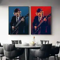 Angus Young AC DC Guitarist Artwork Printed on Canvas