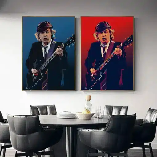 Angus Young AC DC Guitarist Artwork Printed on Canvas