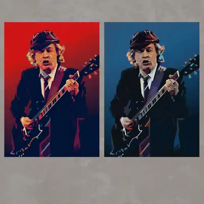 Angus Young AC DC Guitarist Artwork Printed on Canvas