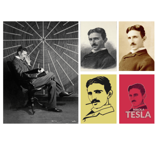 Portrait of Nikola Tesla and Artworks Printed On Canvas - Image 3