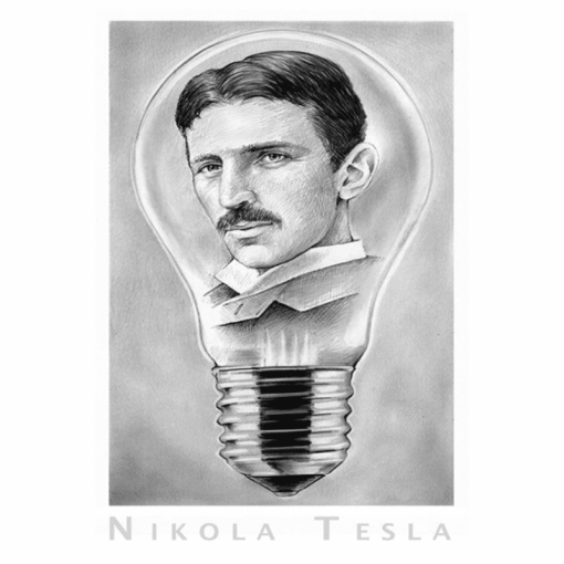 Portrait of Nikola Tesla and Artworks Printed On Canvas