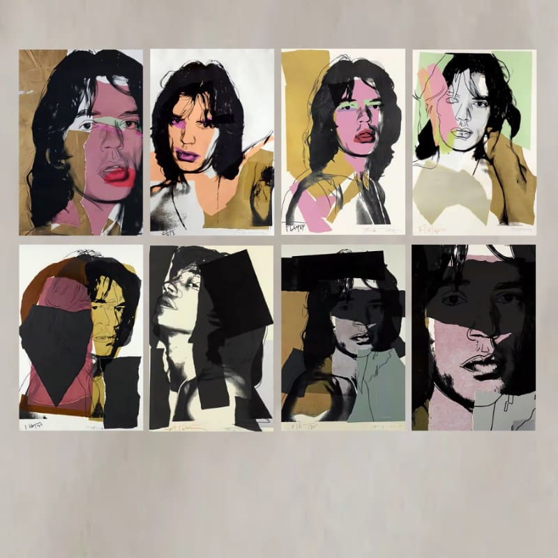 Portrait of Mick Jagger by Andy Warhol Printed on Canvas