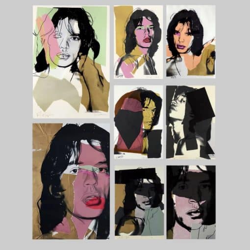 Portrait of Mick Jagger by Andy Warhol Printed on Canvas