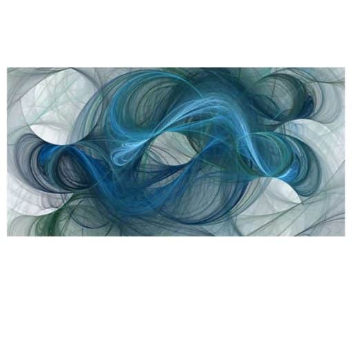 Blue Green and White Abstract Painting Printed on Canvas - Image 2