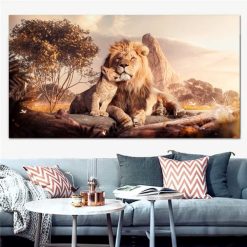 Lion Cub with The Lion King Artwork Printed on Canvas