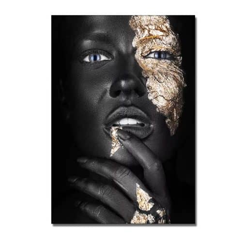 Black Women with Golden Color Artworks Printed on Canvas - Image 2