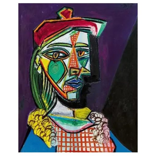 Woman in Beret and Checked Dress by Pablo Picasso Printed on Canvas - Image 2